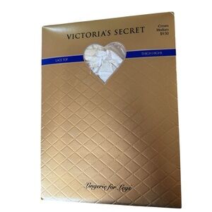 vintage victoria secret‎ Lace Top Thigh High Cream Size Medium